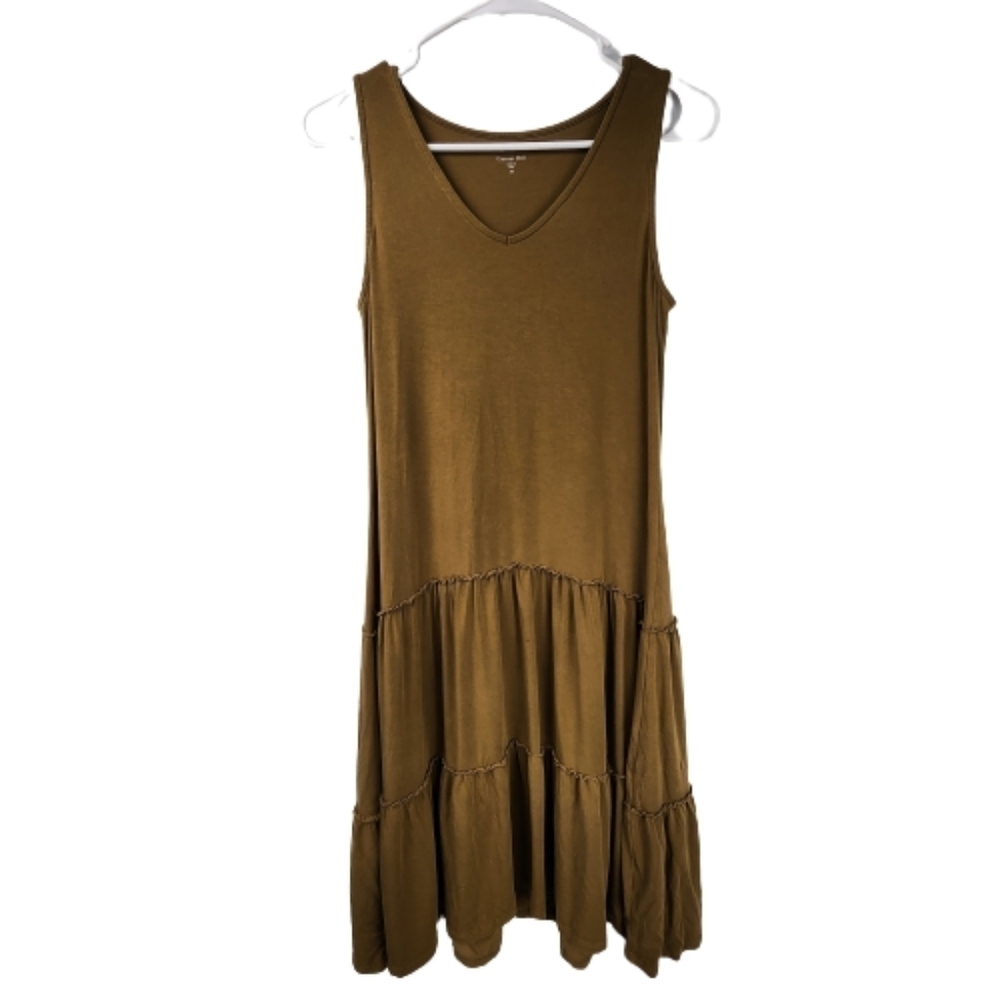 Garnet Hill Essential Tiered Knit Lyocell Sleeveless V-Neck Dress Size XS